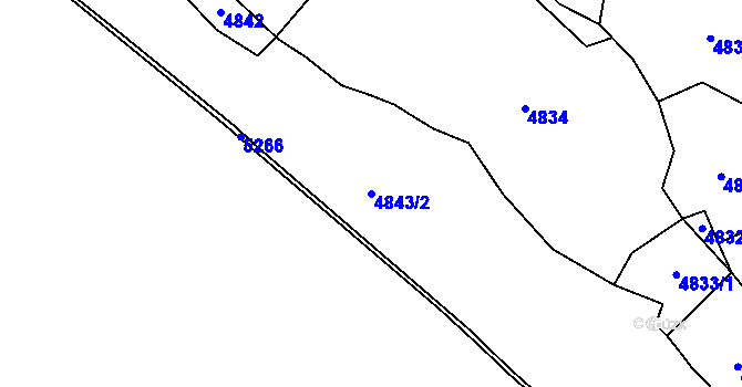Parcela st. 4843/2 v KÚ Štítná nad Vláří, Katastrální mapa