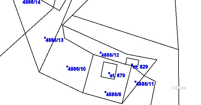 Parcela st. 4886/12 v KÚ Štítná nad Vláří, Katastrální mapa
