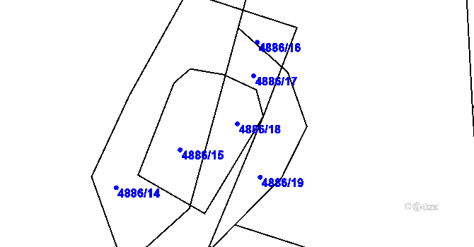 Parcela st. 4886/18 v KÚ Štítná nad Vláří, Katastrální mapa