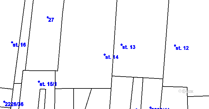 Parcela st. 14 v KÚ Štítné, Katastrální mapa
