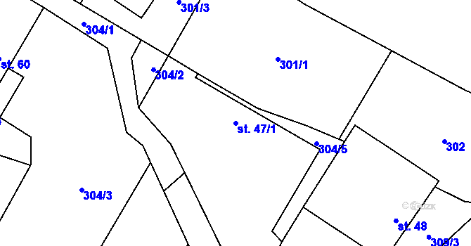Parcela st. 47/1 v KÚ Štítné, Katastrální mapa