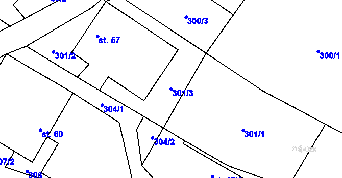 Parcela st. 301/3 v KÚ Štítné, Katastrální mapa