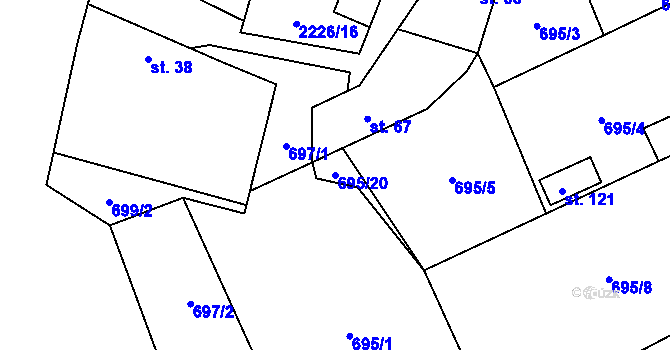 Parcela st. 695/20 v KÚ Štítné, Katastrální mapa