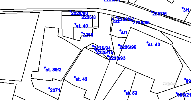 Parcela st. 2226/15 v KÚ Štítné, Katastrální mapa