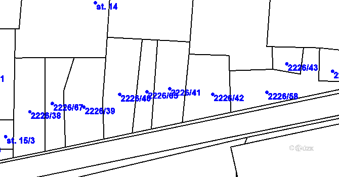 Parcela st. 2226/41 v KÚ Štítné, Katastrální mapa