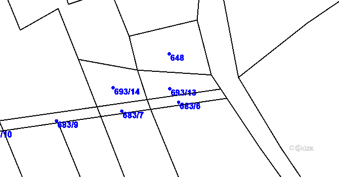 Parcela st. 693/13 v KÚ Štítné, Katastrální mapa