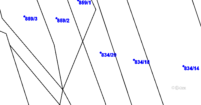 Parcela st. 834/20 v KÚ Štítné, Katastrální mapa