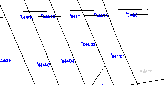 Parcela st. 844/33 v KÚ Štítné, Katastrální mapa