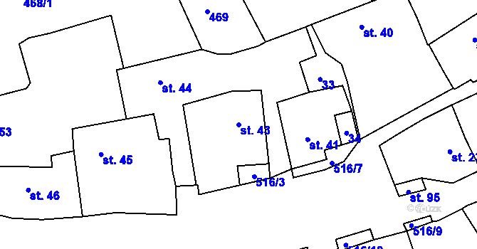 Parcela st. 43 v KÚ Štítov u Blovic, Katastrální mapa
