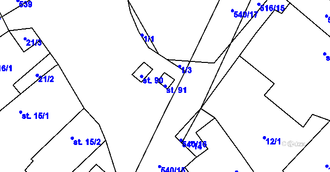 Parcela st. 91 v KÚ Štítov u Blovic, Katastrální mapa