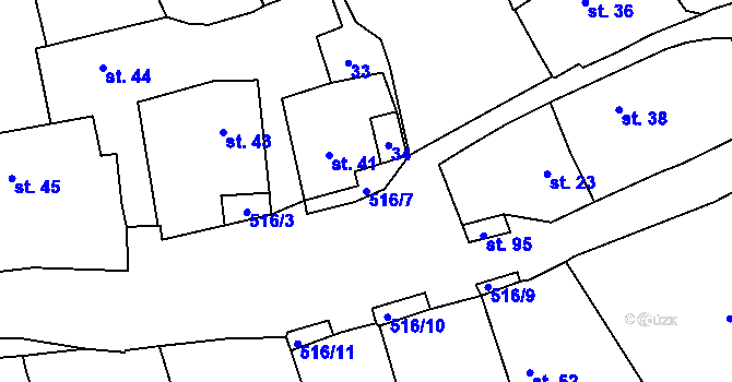 Parcela st. 516/7 v KÚ Štítov u Blovic, Katastrální mapa