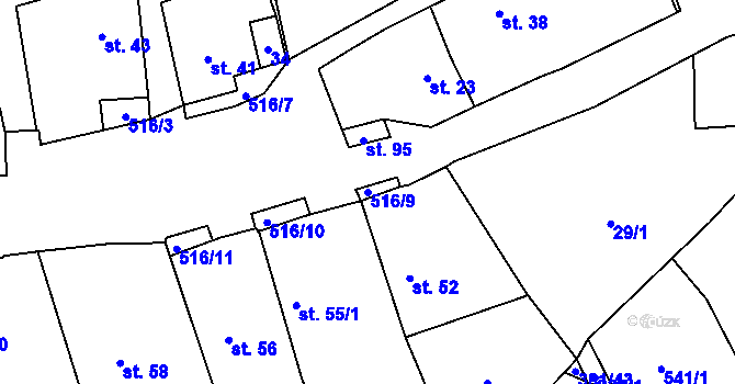 Parcela st. 516/9 v KÚ Štítov u Blovic, Katastrální mapa