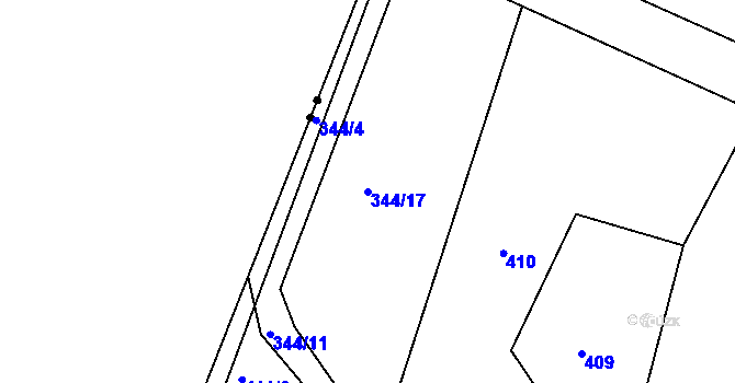Parcela st. 344/17 v KÚ Štítov u Blovic, Katastrální mapa