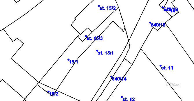 Parcela st. 13/1 v KÚ Štítov u Blovic, Katastrální mapa