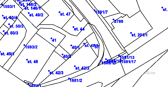 Parcela st. 42/1 v KÚ Štíty-město, Katastrální mapa