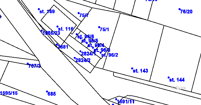 Parcela st. 96/2 v KÚ Štíty-město, Katastrální mapa