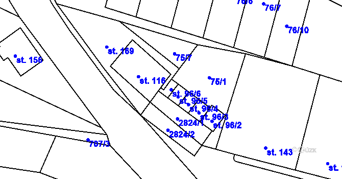 Parcela st. 96/6 v KÚ Štíty-město, Katastrální mapa