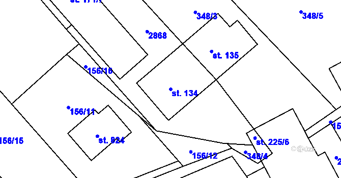 Parcela st. 134 v KÚ Štíty-město, Katastrální mapa