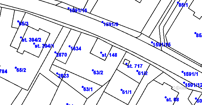 Parcela st. 148 v KÚ Štíty-město, Katastrální mapa