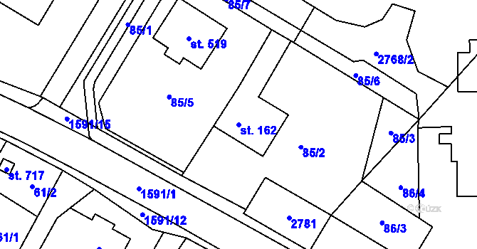 Parcela st. 162 v KÚ Štíty-město, Katastrální mapa