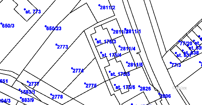 Parcela st. 175/4 v KÚ Štíty-město, Katastrální mapa