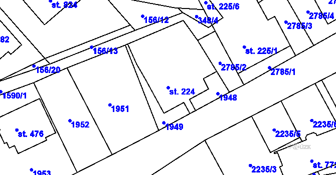 Parcela st. 224 v KÚ Štíty-město, Katastrální mapa