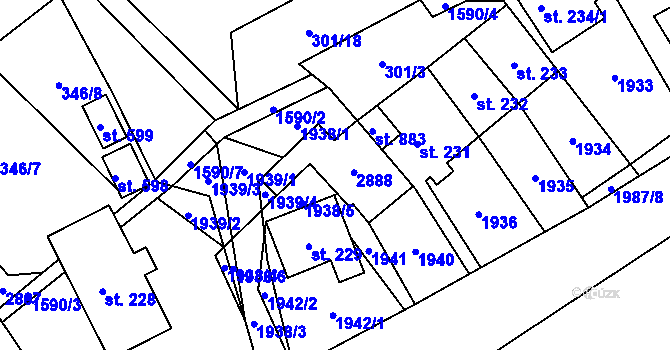 Parcela st. 230 v KÚ Štíty-město, Katastrální mapa