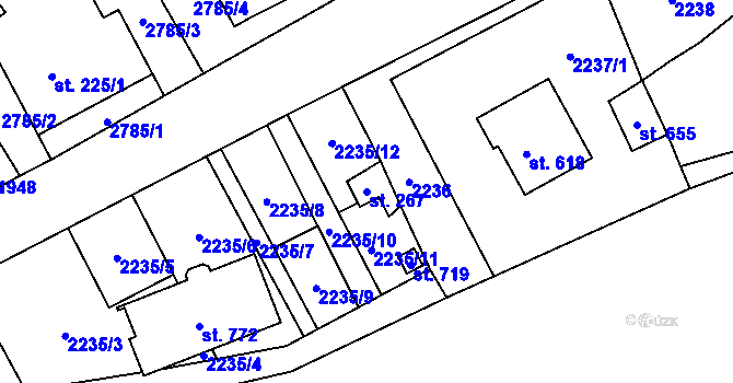 Parcela st. 267 v KÚ Štíty-město, Katastrální mapa
