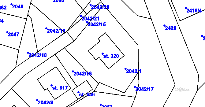 Parcela st. 320 v KÚ Štíty-město, Katastrální mapa