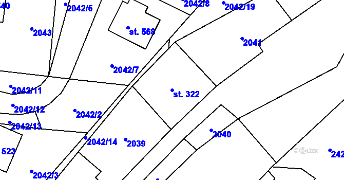 Parcela st. 322 v KÚ Štíty-město, Katastrální mapa
