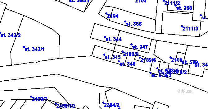 Parcela st. 345 v KÚ Štíty-město, Katastrální mapa