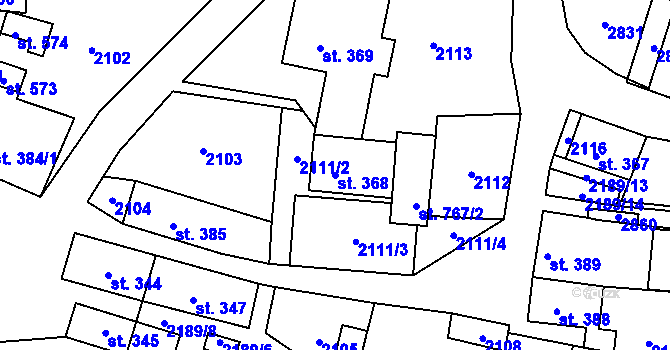 Parcela st. 368 v KÚ Štíty-město, Katastrální mapa