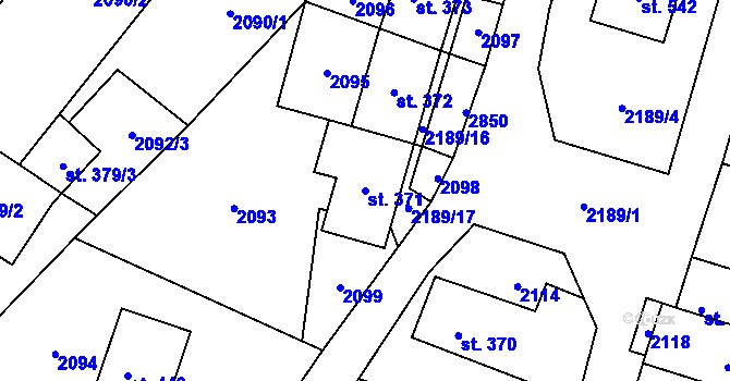 Parcela st. 371 v KÚ Štíty-město, Katastrální mapa