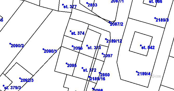 Parcela st. 373 v KÚ Štíty-město, Katastrální mapa