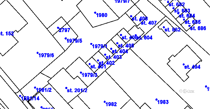 Parcela st. 403 v KÚ Štíty-město, Katastrální mapa