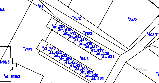 Parcela st. 416 v KÚ Štíty-město, Katastrální mapa