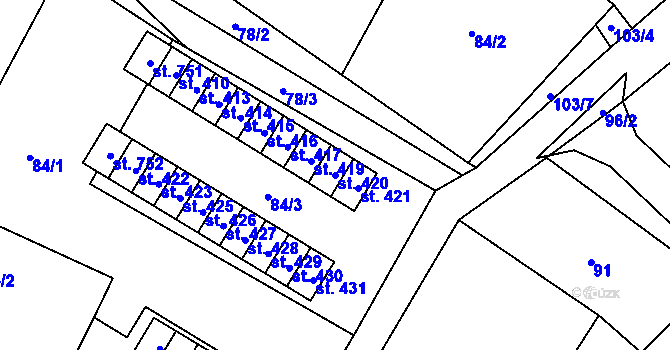 Parcela st. 420 v KÚ Štíty-město, Katastrální mapa