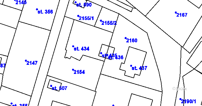 Parcela st. 435 v KÚ Štíty-město, Katastrální mapa