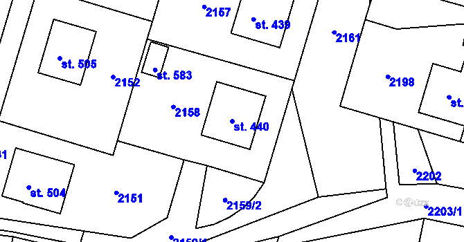 Parcela st. 440 v KÚ Štíty-město, Katastrální mapa
