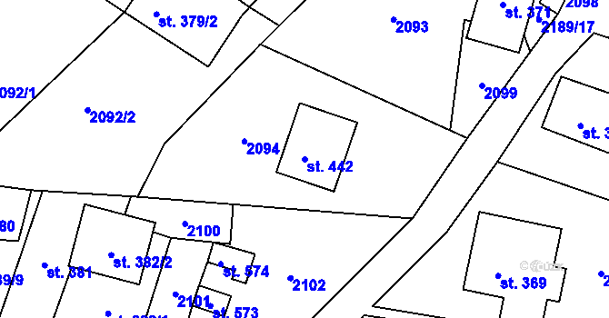 Parcela st. 442 v KÚ Štíty-město, Katastrální mapa