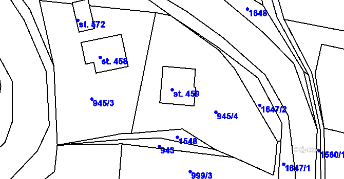 Parcela st. 459 v KÚ Štíty-město, Katastrální mapa
