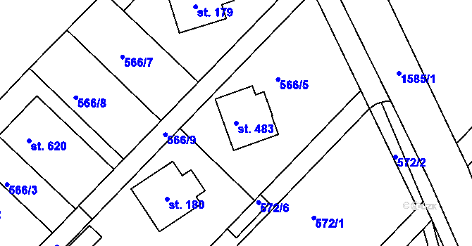 Parcela st. 483 v KÚ Štíty-město, Katastrální mapa