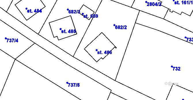 Parcela st. 486 v KÚ Štíty-město, Katastrální mapa