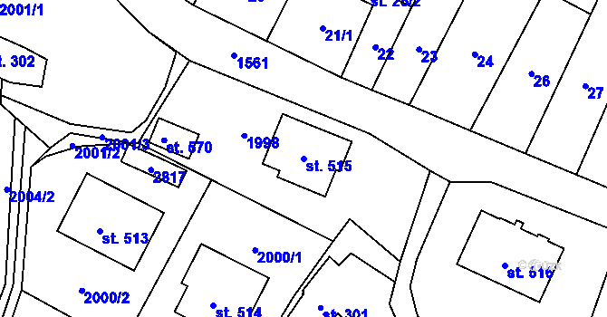 Parcela st. 515 v KÚ Štíty-město, Katastrální mapa