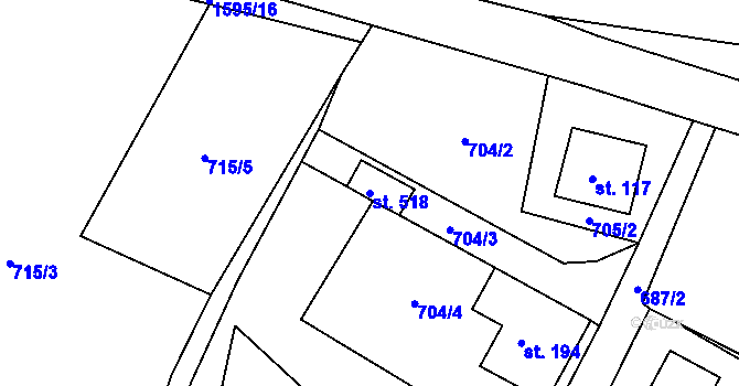 Parcela st. 518 v KÚ Štíty-město, Katastrální mapa