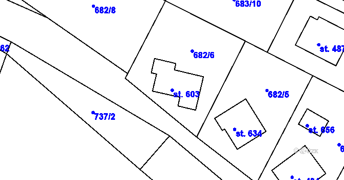 Parcela st. 603 v KÚ Štíty-město, Katastrální mapa