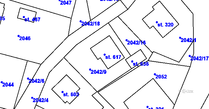 Parcela st. 617 v KÚ Štíty-město, Katastrální mapa