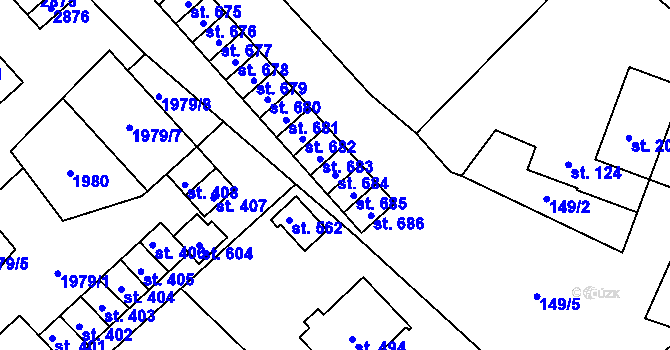 Parcela st. 684 v KÚ Štíty-město, Katastrální mapa