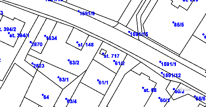 Parcela st. 717 v KÚ Štíty-město, Katastrální mapa