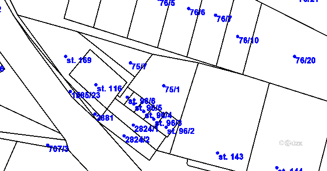 Parcela st. 75/1 v KÚ Štíty-město, Katastrální mapa